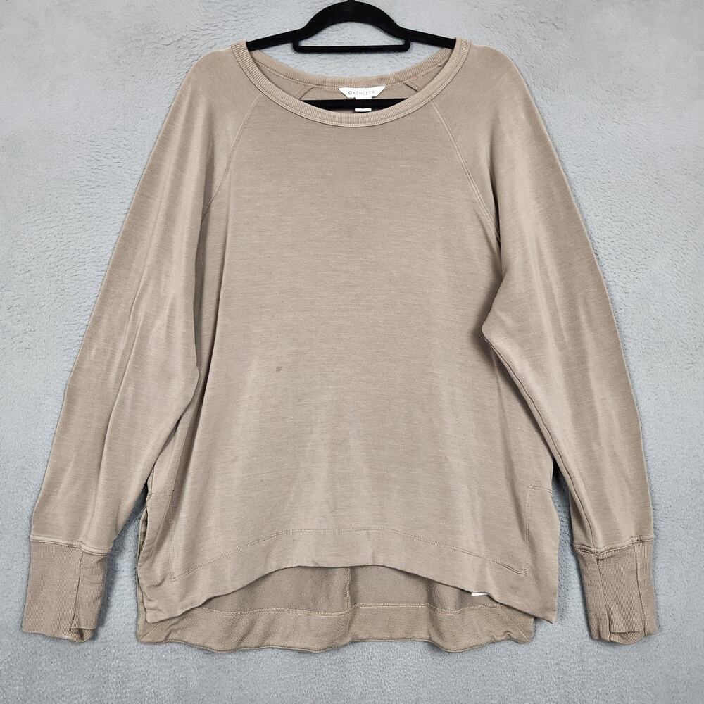 Athleta Coaster Luxe Recover Sweatshirt Womens XL Beige Terry Crewneck Pullover